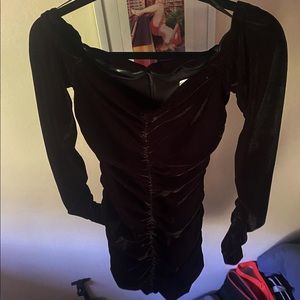 zara velvet long sleeve mini dress
